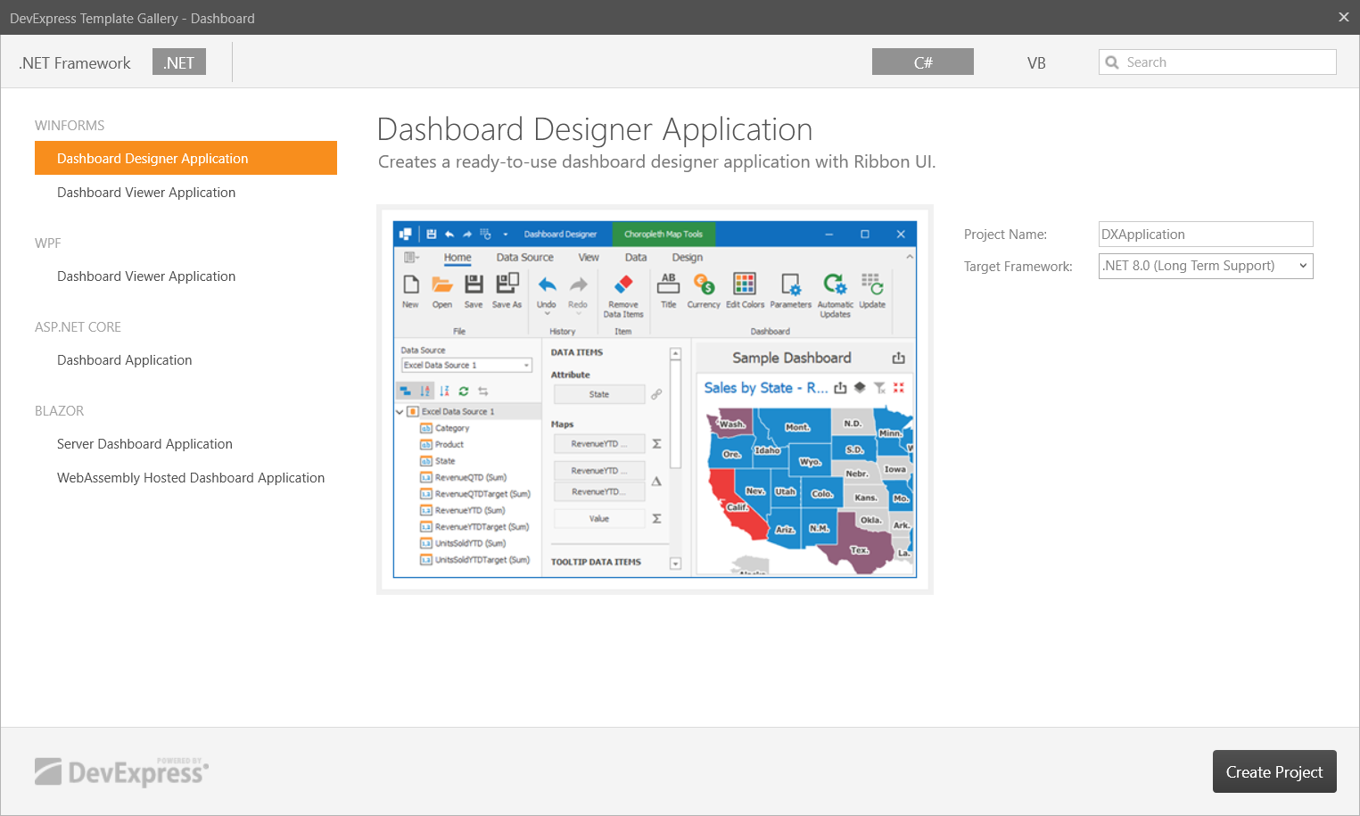 Template Gallery - ASP.NET Core Dashboard Application