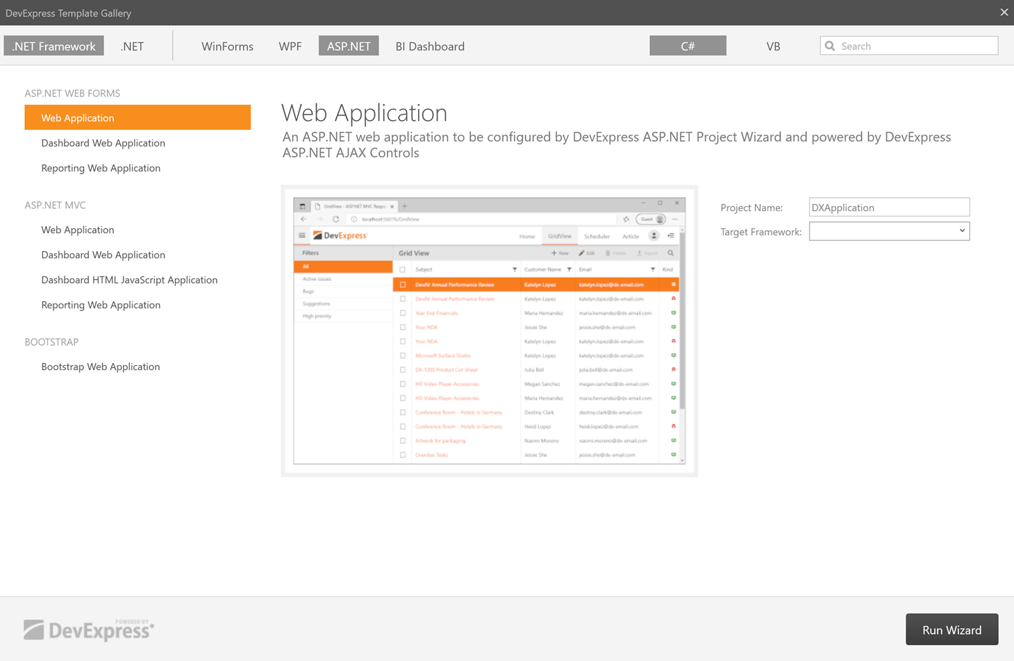 DevExpress Template Gallery - ASP.NET MVC