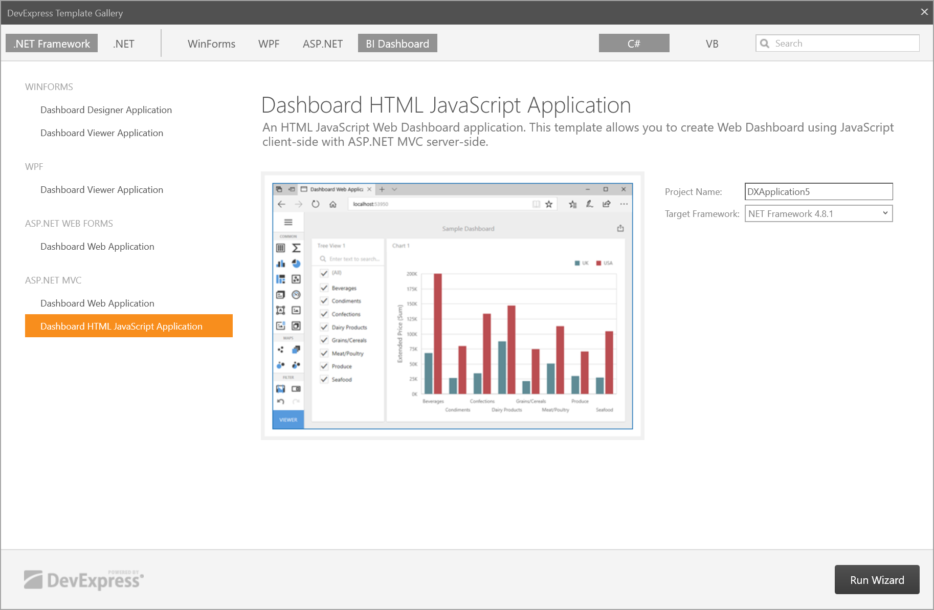 Create an HTML JavaScript Dashboard Application with the Template ...
