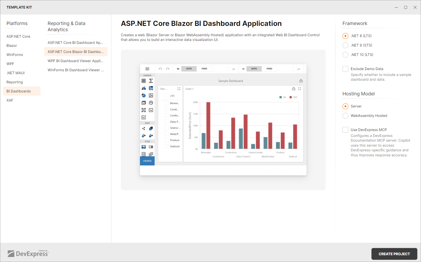 Project Template Kit - Application with Blazor Dashboard