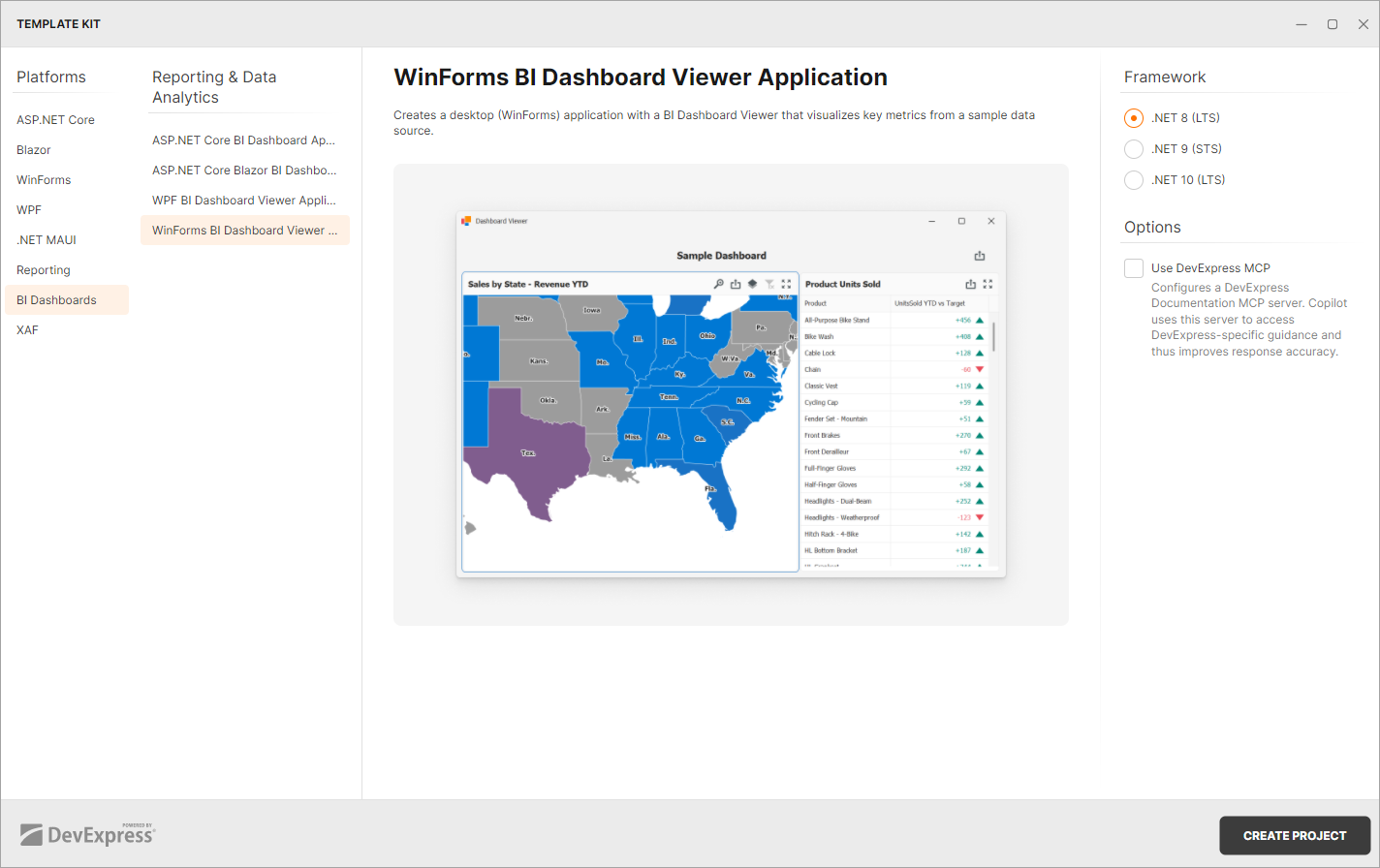 Project Template Kit - Application with WinForms Dashboard Viewer