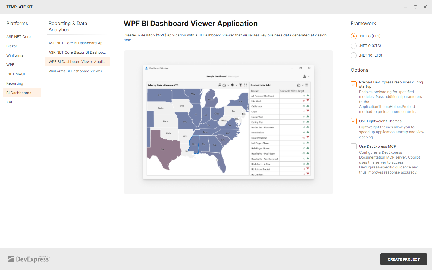 Project Template Kit - Application with WPF Dashboard Viewer