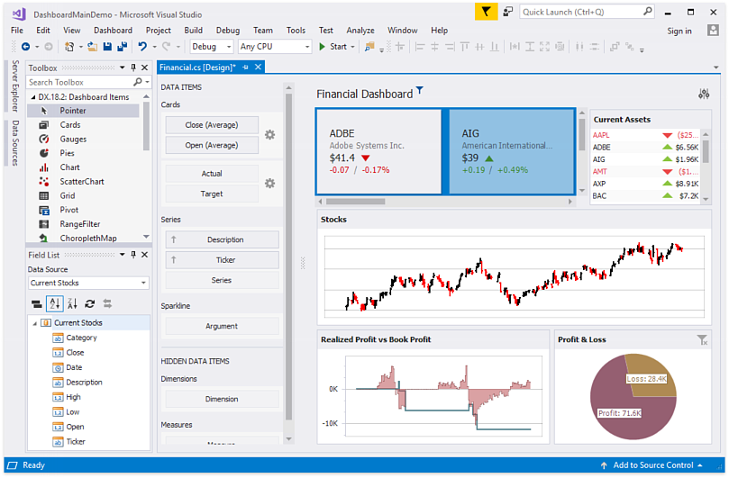 devexpress dashboard