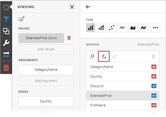 The Binding Panel - Add Calculated Field