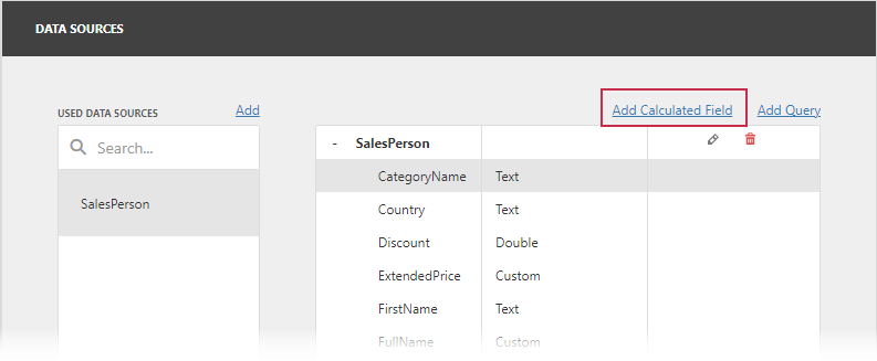 The Data Sources Page - Add Calculated Field