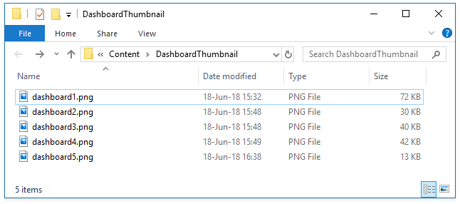 A Folder with Thumbnails for the Dashboard Panel