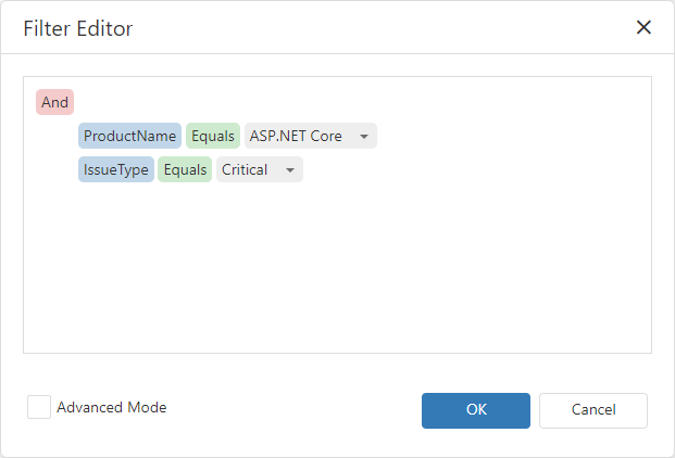 Data Sources - Filter Editor for Data Source