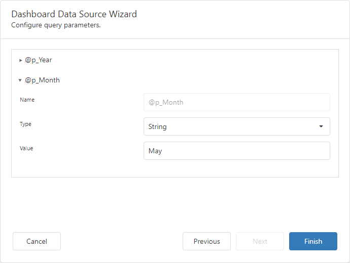 Data Source Wizard - Parameter Settings