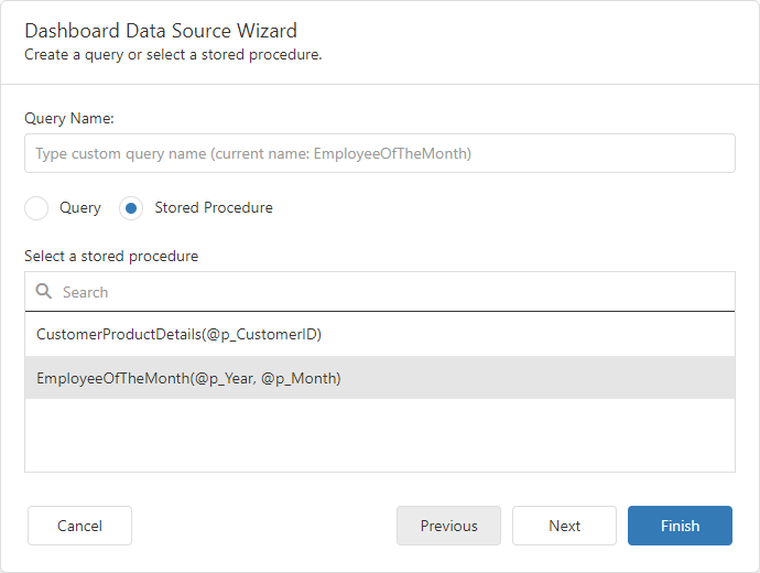 Data Source Wizard - Stored Procedures