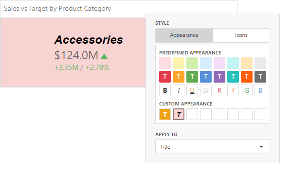 Web Dashboard - Conditional Formatting with Appearance