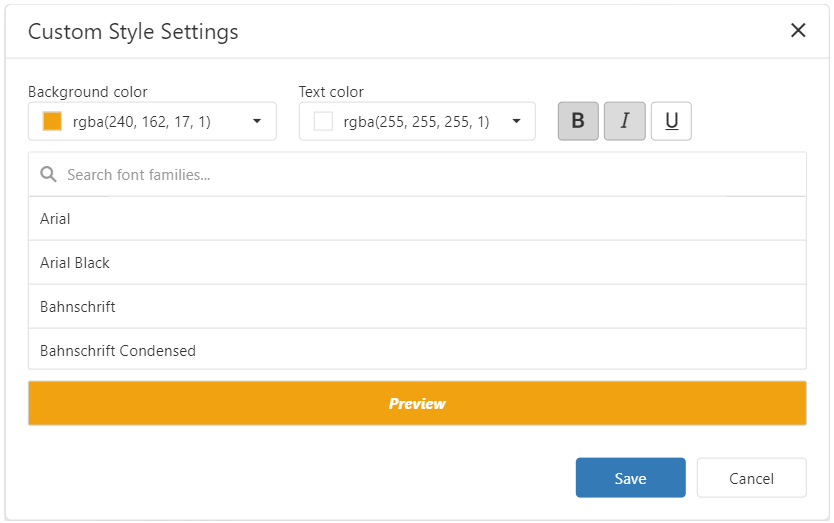 Web Dashboard - Custom Style Settings