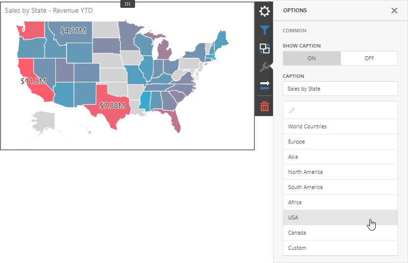 Web Dashboard - Change a predefined map