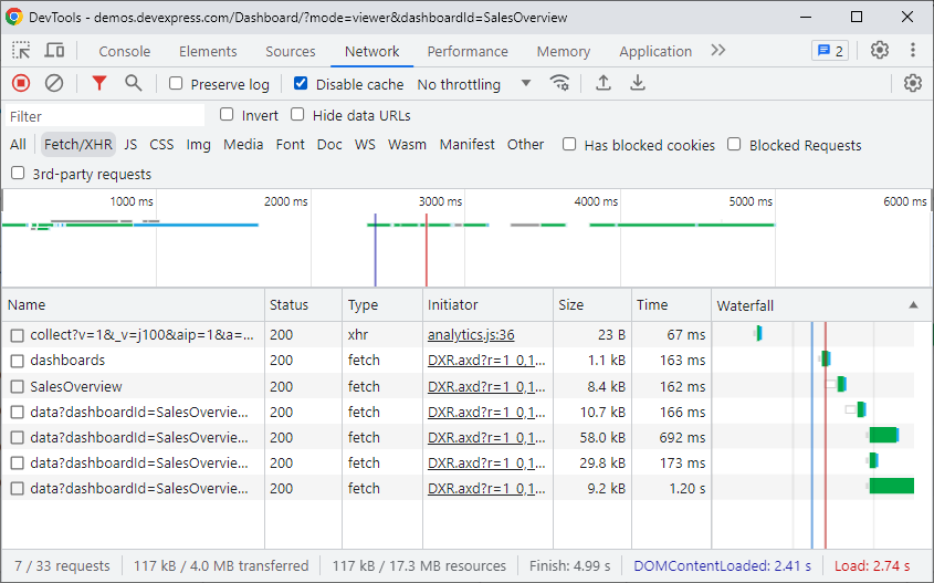 DevTools diagnostic example