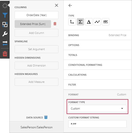 Web Dashboard - Enabled custom format