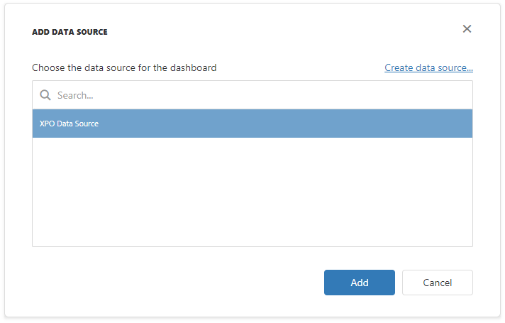 Web Dashboard - Add XPO Data Source