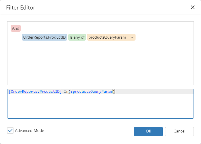 Dashboard for Web - Filter Query