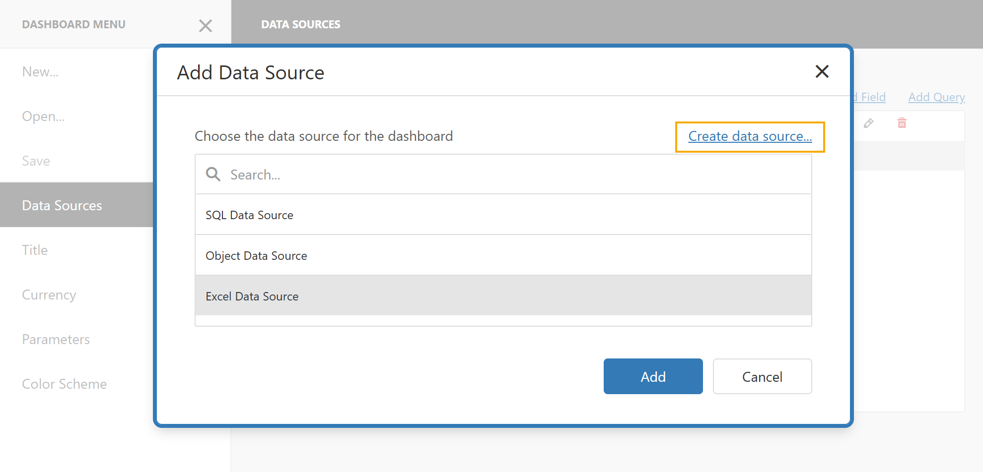 Create a Data Source - Web Dashboard, DevExpress