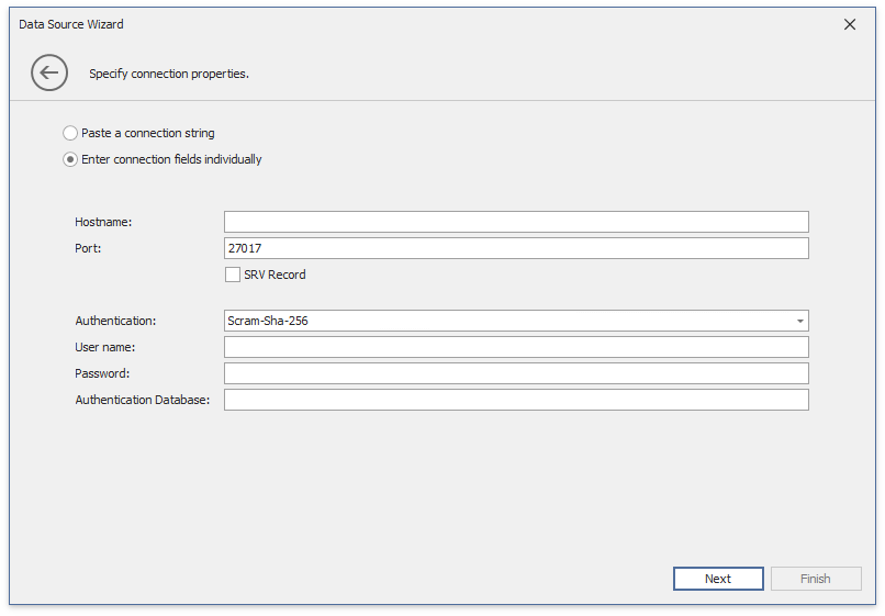 MongoDB Individual Connection Fields