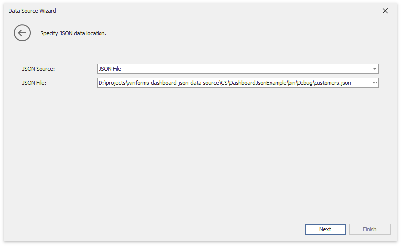 Specify JSON file location