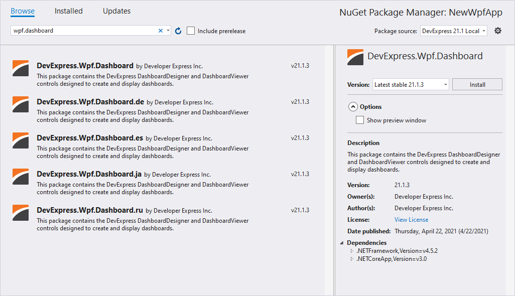 Install NuGet packages