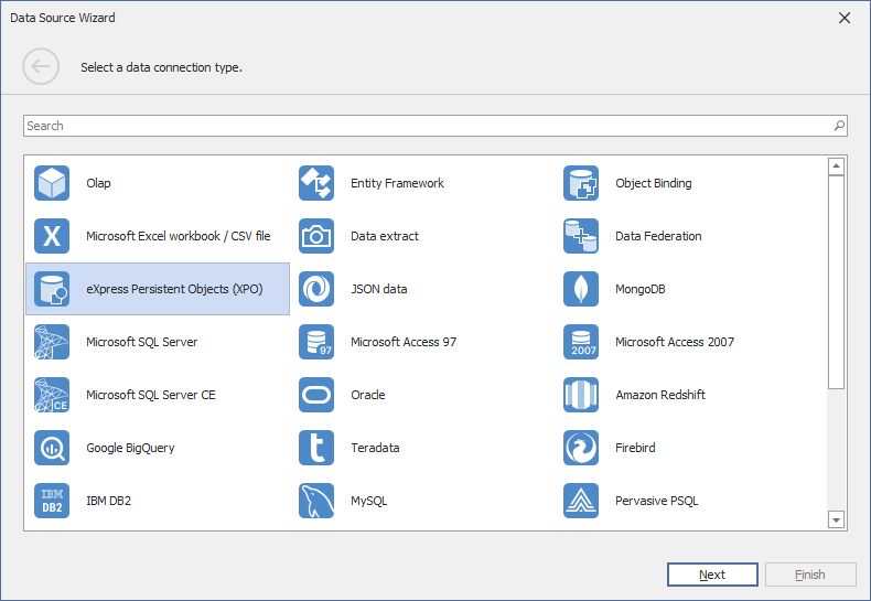 Select the Data Source Type