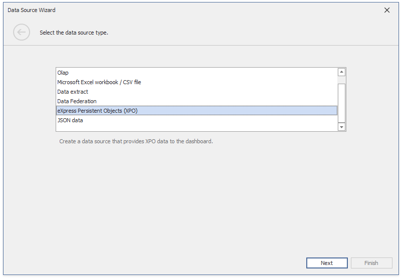 Select the Data Source Type