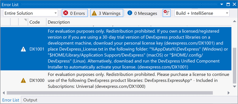 .NET License Key Error Messages