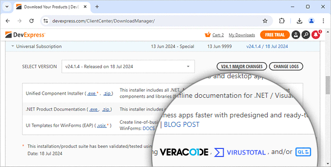 VirusTotal Tested Builds