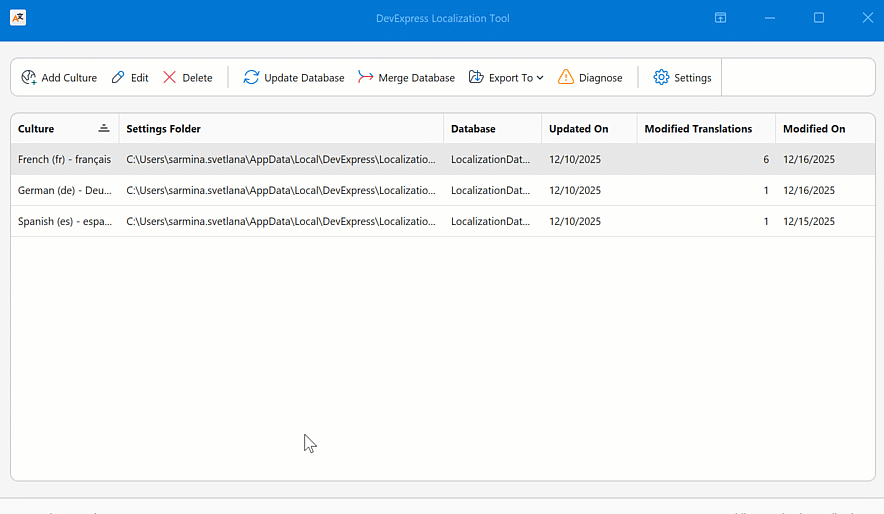 Localization Tool - Add a Culture, DevExpress
