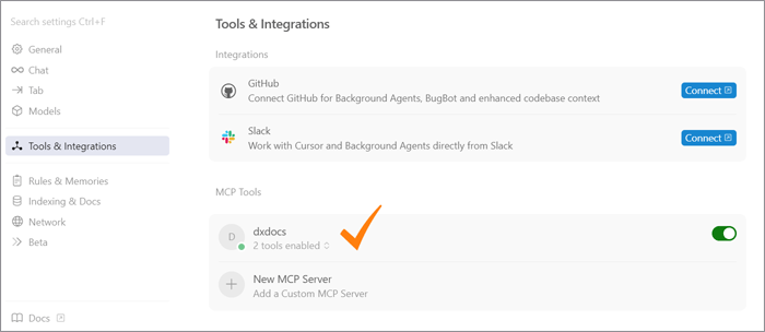 Cursor: DevExpress MCP Server Connection