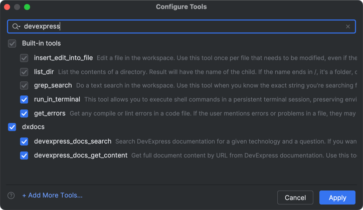 JetBrains Rider — Github Copilot Chat — MCP Tools