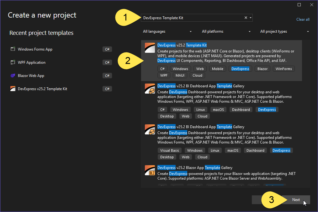 DevExpress Template Kit