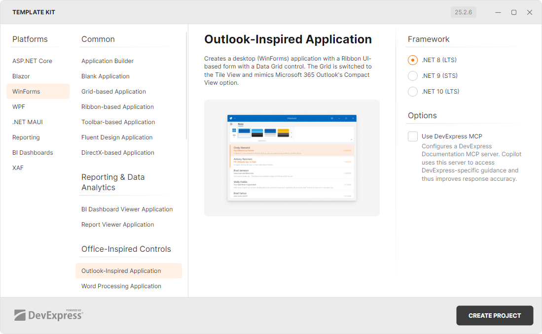 DevExpress Template Kit - WinForms Project Settings