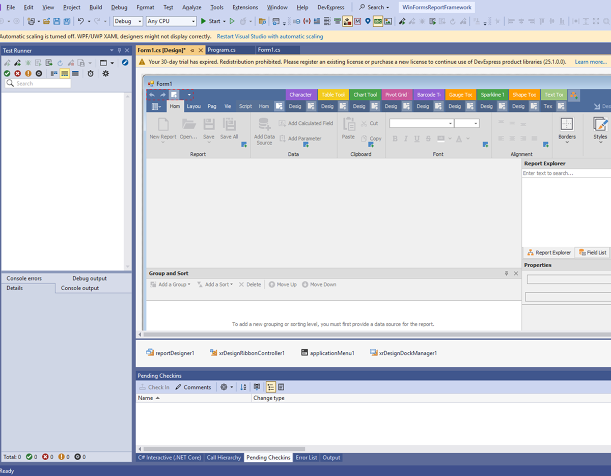 Trial Version Message: Visual Studio Designer
