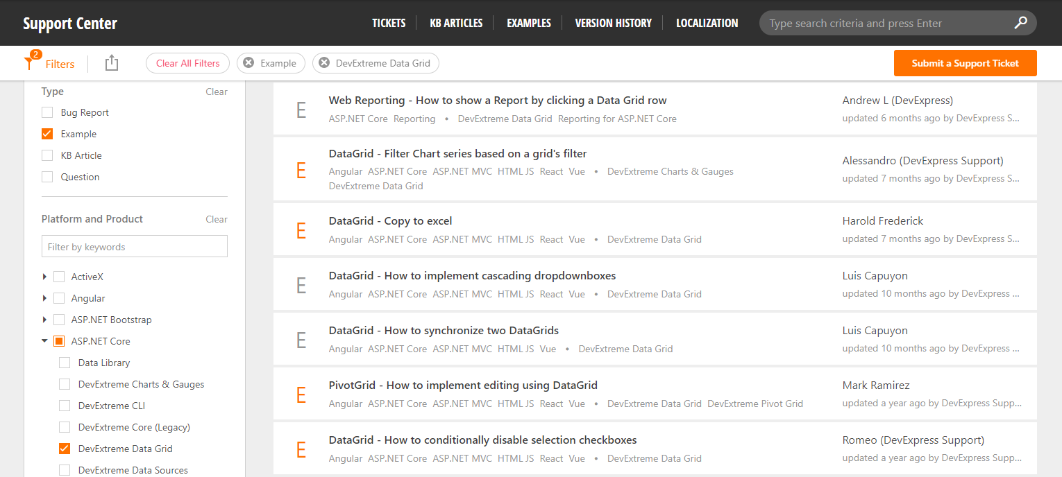 GitHub-examples-Support-Center-example-filter