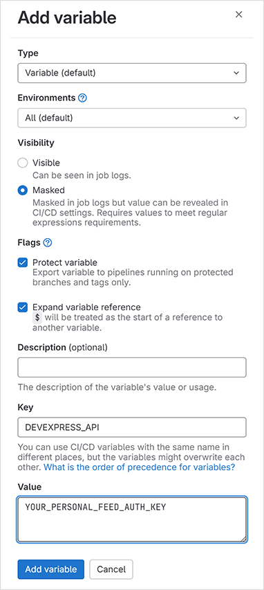 GitLab - Specify Variable Parameters