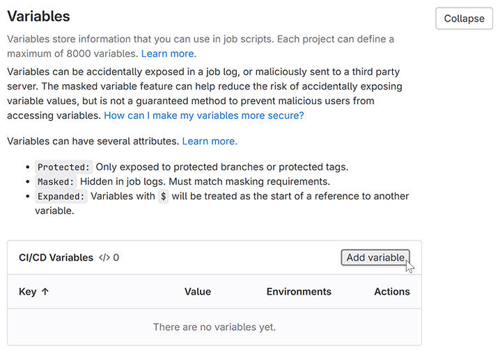 GitLab - Add Variable