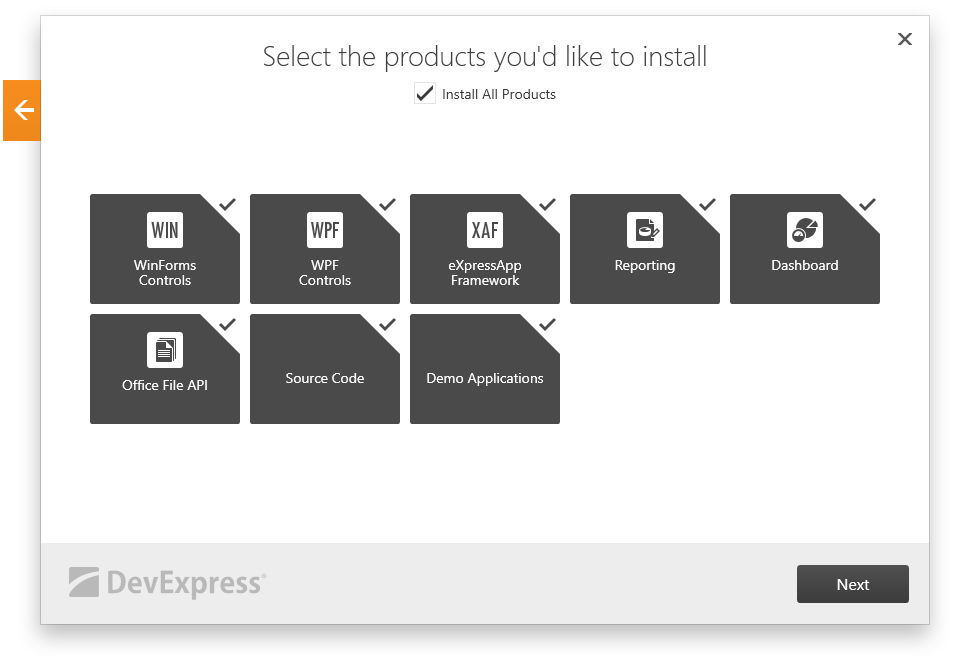 Select Products Dialog