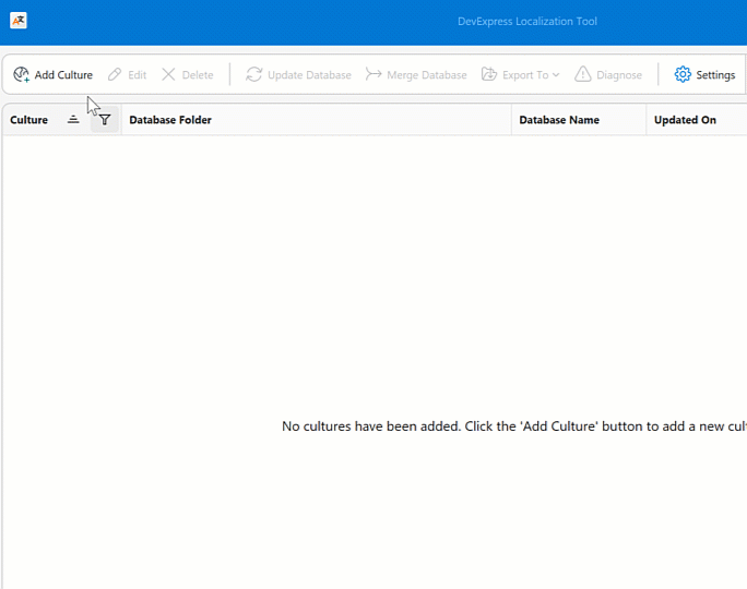 Localization Tool - Download Resources Window, DevExpress