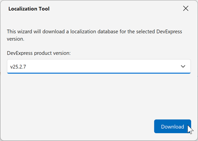 Localization Tool - Download Resources Window, DevExpress