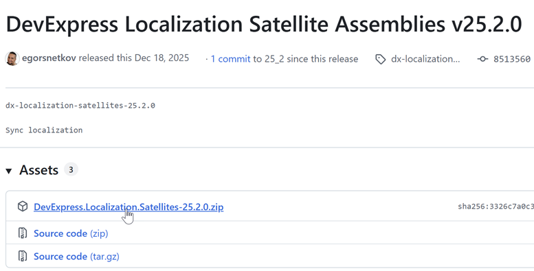 Localization Tool - Open Export to Satellite Assemblies Dialog, DevExpress