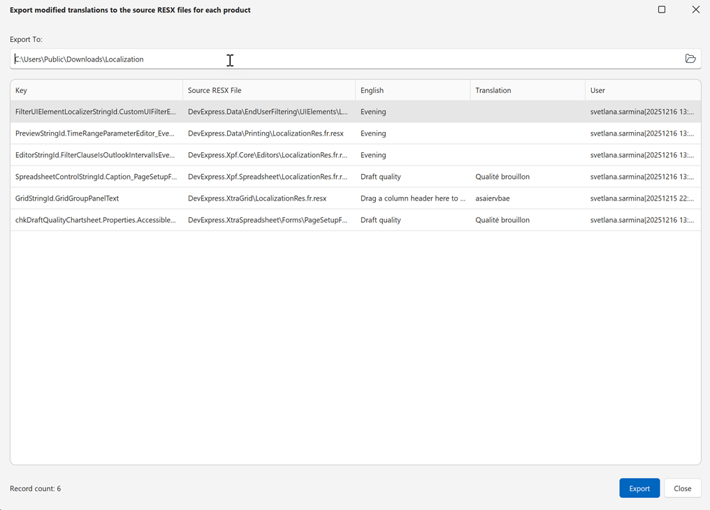 Localization Tool - Export to Source RESX, DevExpress