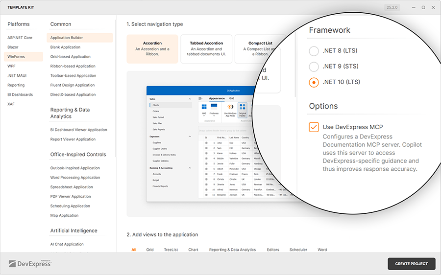 Install DevExpress MCP Server Using Template Kit