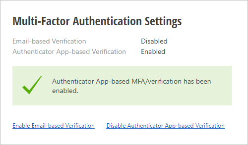 MFA App Verification - Success