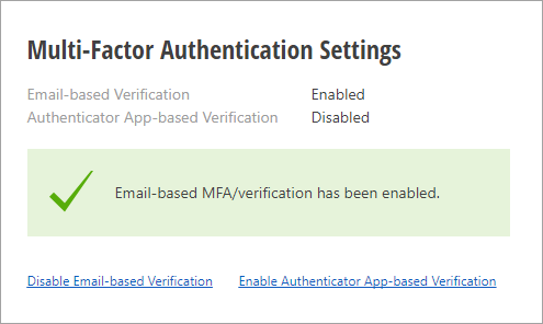 MFA Email Verification - Success