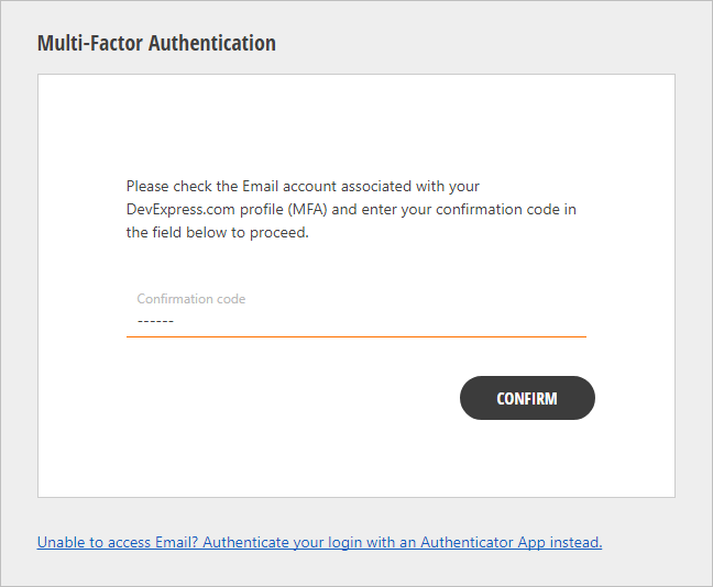 Log In to DevExpress.com with MFA