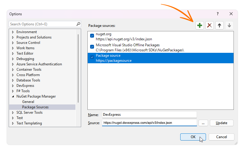 Setup Visual Studio's NuGet Package Manager | General Information |  DevExpress Documentation