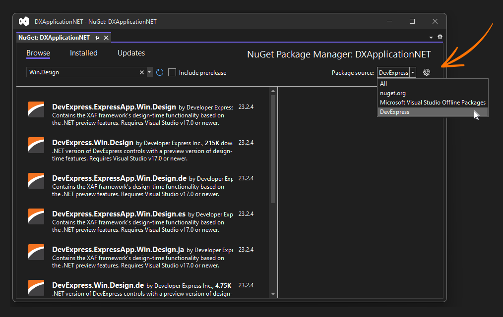 NuGet Select DXFeed
