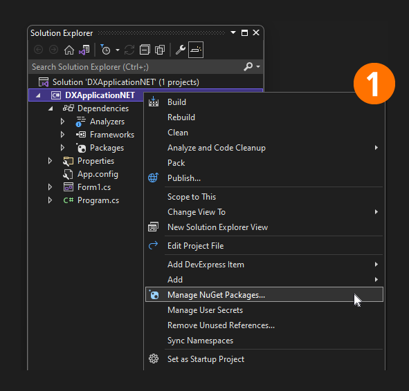 Open Visual Studio NuGet Package Manager