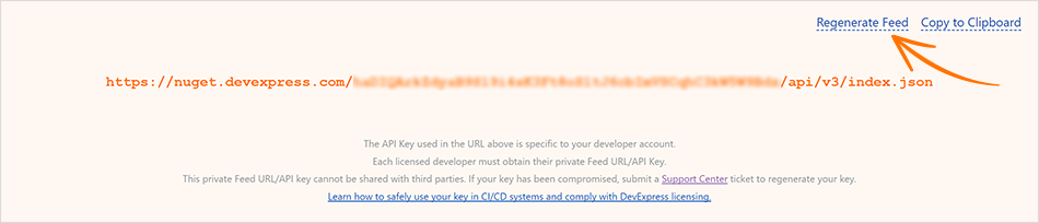 Regenerate DevExpress NuGet API Key